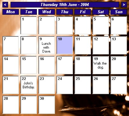 Desktop Calendar A simple calendar that sits on your desktop