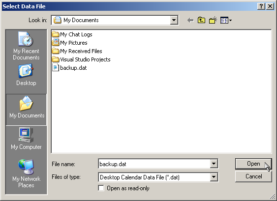 select data file