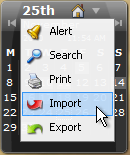 import menu item screenshot