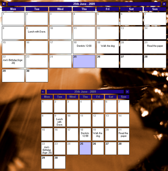 Desktop Calendar A simple calendar that sits on your desktop
