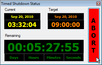 shutdown status window